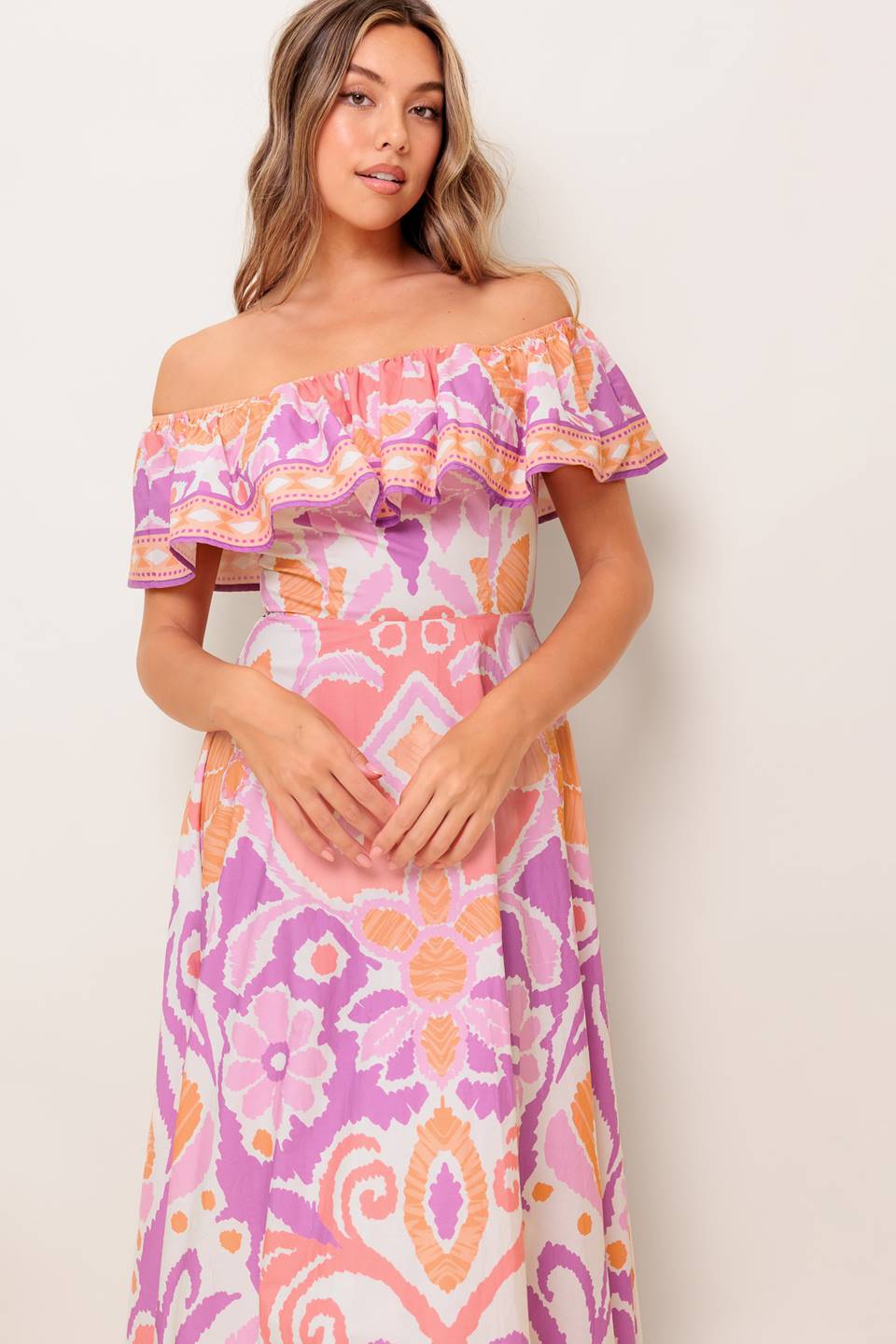 CABANA DREAM LAVENDER WOVEN MIDI DRESS Flying Tomato